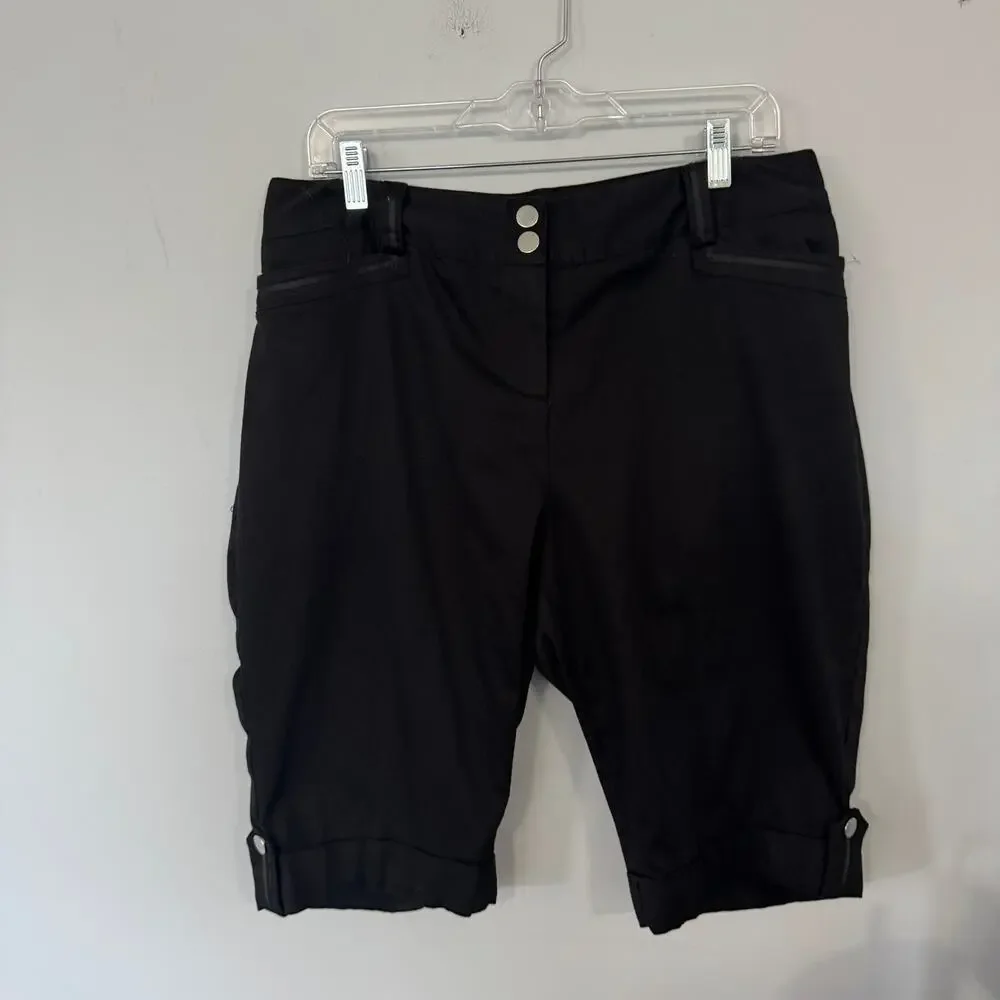 Ashley Stewart Black Cotton & Spandex Blend Bermuda Shorts Womens Plus Size 14 W